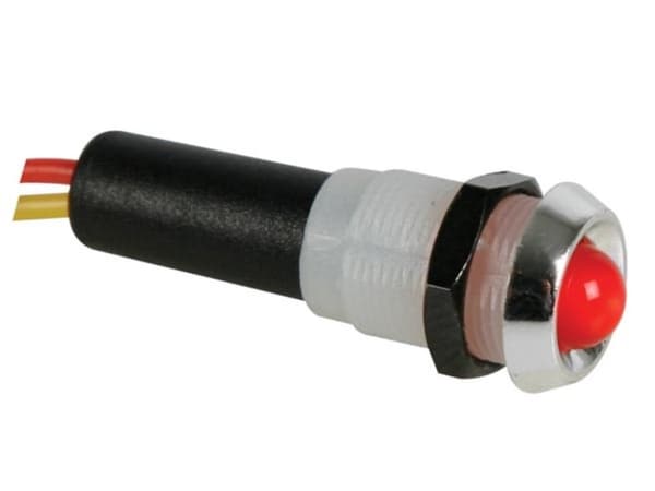 Vilkkuva led-lamppu 12V punainen - kromikotelo