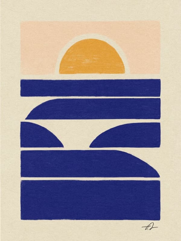 Wave Pattern Blue - 21x30 cm