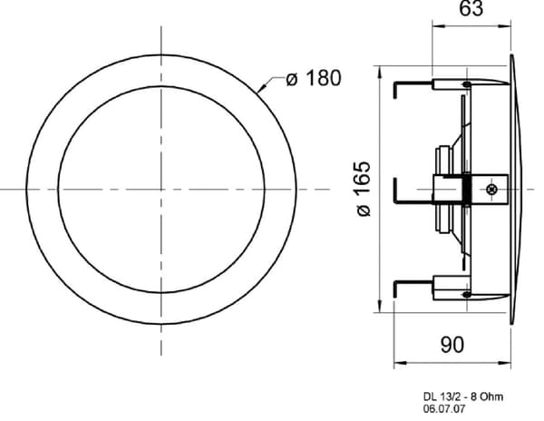 DL 13/2 T - 8 Ohm - 13 cm (5") HiFi-kattokaiutin