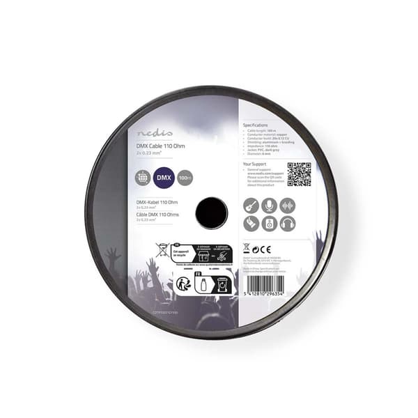 DMX Cable | 110 Ohm | 20 x 0.12 mm | 100.0 m | Rund | PVC | Mørk Grå | Rull