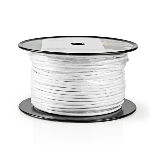 Coax Kabel På Rulle | RG59U | 75 Ohm | Dobbelt afskærmet | ECA | 100.0 m | Coax | PVC | Hvid | Rulle
