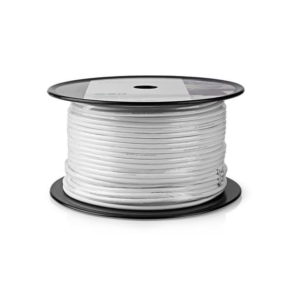 Coax Kabel På Rulle | RG59U | 75 Ohm | Dobbelt afskærmet | ECA | 100.0 m | Coax | PVC | Hvid | Rulle