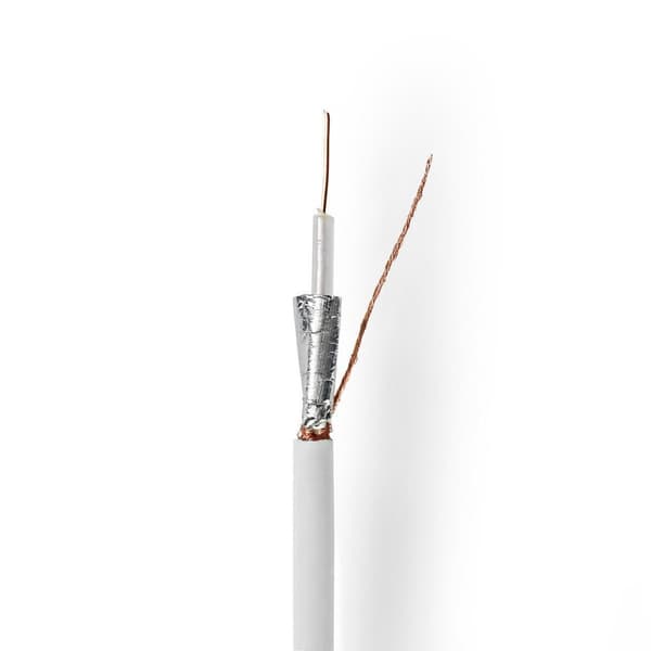 Coax Kabel På Rulle | RG59U | 75 Ohm | Dobbelt afskærmet | ECA | 100.0 m | Coax | PVC | Hvid | Rulle