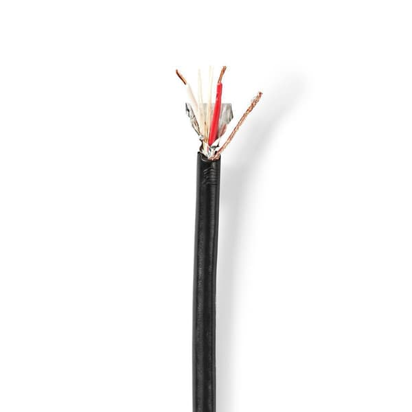 Mikrofon kabel | 2 x 0.35 mm² | Kobber | 100.0 m | Runde | PVC | Sort | Rulle