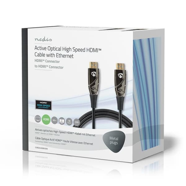 Aktiv Optisk High Speed ​​HDMI-kabel med Ethernet | HDMI™ Stik | HDMI™ Stik | 4K@60Hz | 18 Gbps | 30.0 m | Runde | PVC | Sort | Gaveæske