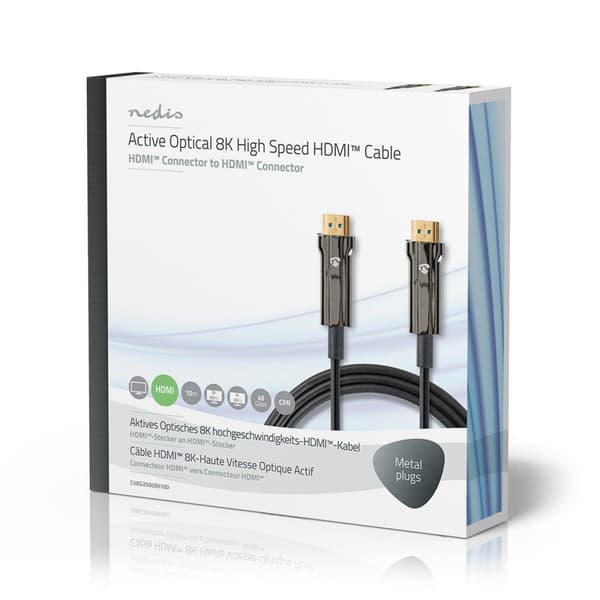 Aktiivinen Optinen Ultra High Speed HDMI-Kaapeli jossa Ethernet | HDMI™ liitin | HDMI™ liitin | 8K@60Hz | 48 Gbps | 10.0 m | Pyöreä | PVC | Musta | Pa