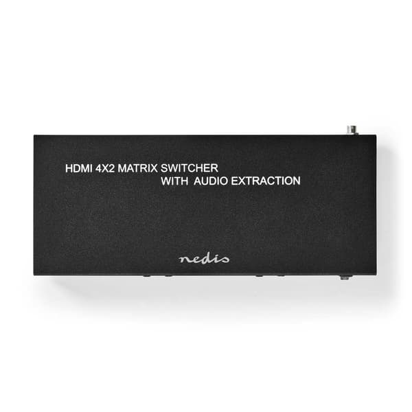 HDMI ™ matris omkopplare | 4x 2 Portar port(s) | 4x HDMI™ Ingång | 2x 3.5 mm / 2x HDMI™ utgång / 2x TosLink | 4K@60Hz | 18 Gbps | Fjärrstyrd | Metall