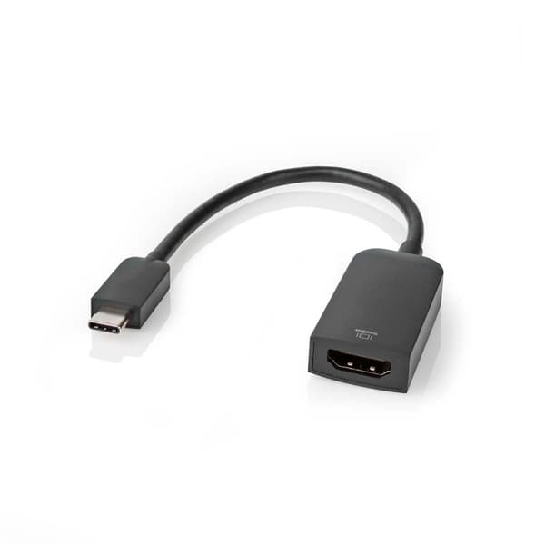 USB-C™ Adapter | USB 3.2 Gen 1 | USB-C™ Han | HDMI™ Hun | 4K@60Hz | 0.20 m | Runde | Nikkelplateret | PVC | Sort | Box