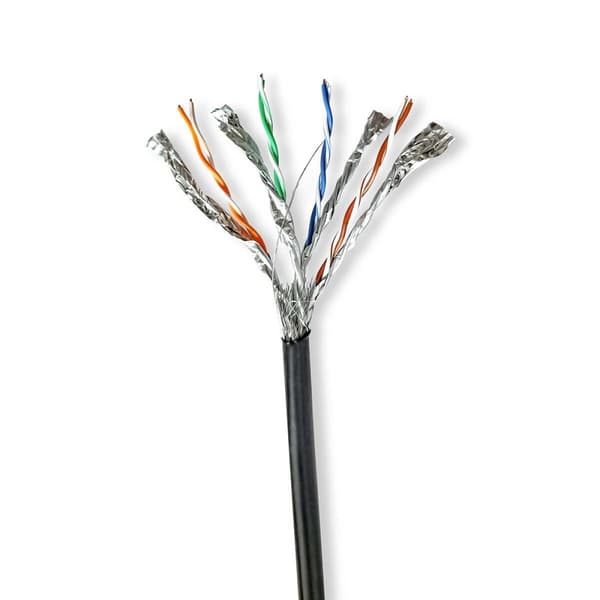 Netværkskabel Roll | CAT7 | Solid | S/FTP | Kobber | 100.0 m | Udendørs | Runde | PE | Sort | Gaveæske