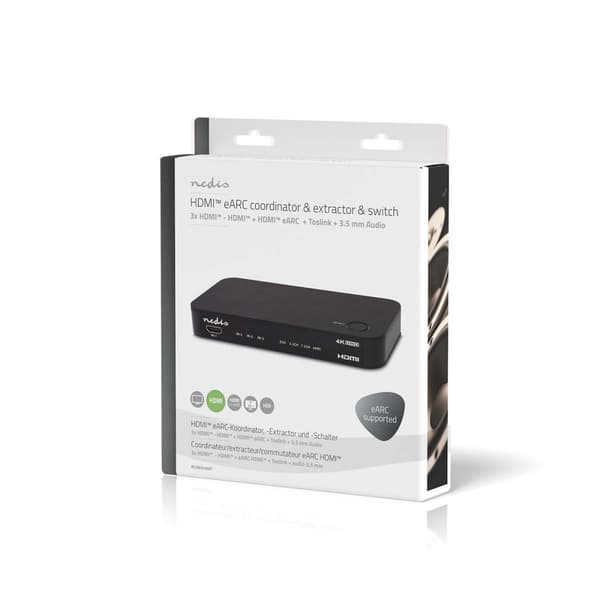 Digital Audio Omvandlare | Tvåvägs | Anslutningsingång: DC Ström / 3x HDMI™ Ingång | Anslutningsutgång: 1x 3.5 mm / 1x TosLink / 2x HDMI™ utgång | Aut