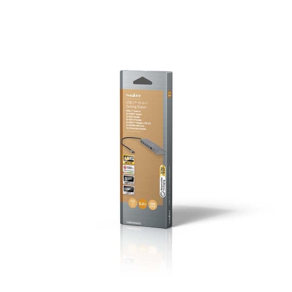 USB N Moniporttisovitin | USB 3.2 Gen 1 | USB-C™ Uros | Micro SD / RJ45 Naaras / SD / 2x HDMI™ / 2x USB-C™ / 3x USB-A Naaras | 0.40 m | Pyöreä | Kulla