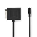 Miniatyrbild 1 av 2: SCART-kabel | SCART Hane | SCART Hona / 3.5 mm Hona | Nickelplaterad | 480p | 0.20 m | Rund | PVC | Svart | Låda