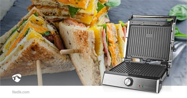 Kontakt Grill | 2000 W | 29 x 23 cm | Justerbar temperaturkontroll | Plast / Rustfritt Stål