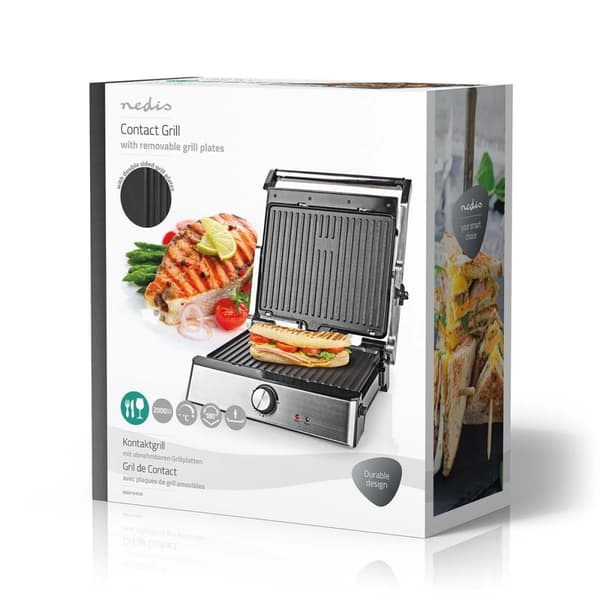 Kontakt Grill | 2000 W | 29 x 23 cm | Justerbar temperaturkontroll | Plast / Rustfritt Stål