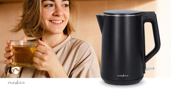 Vannkoker | 1.5 l | Plast | Sort | Roterbar 360 grader | Skjult varmeelement | Strix® kontroll | Koketørr beskyttelse