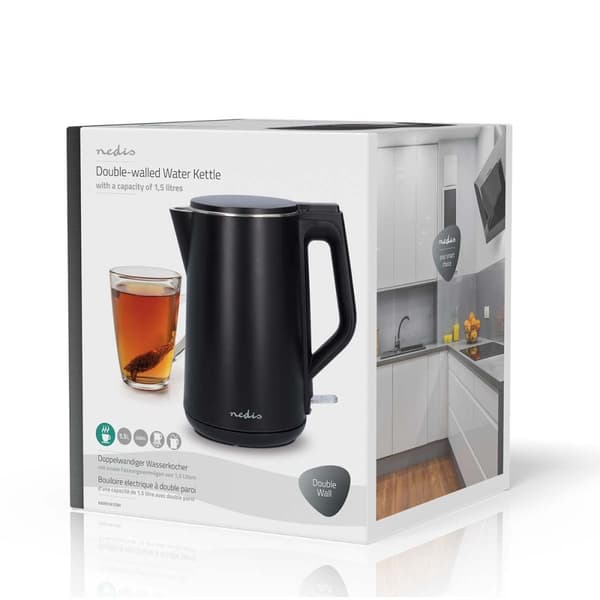 Vannkoker | 1.5 l | Plast | Sort | Roterbar 360 grader | Skjult varmeelement | Strix® kontroll | Koketørr beskyttelse