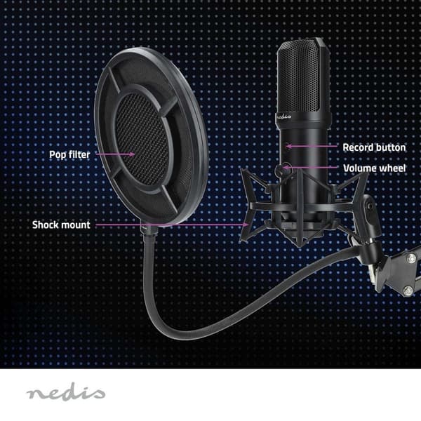 Suoratoisto- ja Pelimikrofoni | Käyttötarkoitus: Kannettava / Pöytätietokone | USB Type-A | On/off-kytkin | POP Filter