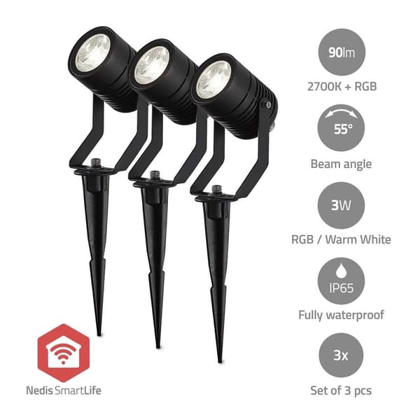 Smartlife udendørs lys | 3 x 90 lm | Zigbee 3.0 | 3 x 3 W | RGB | 2700 K | Aluminium | Android™ / IOS Sort