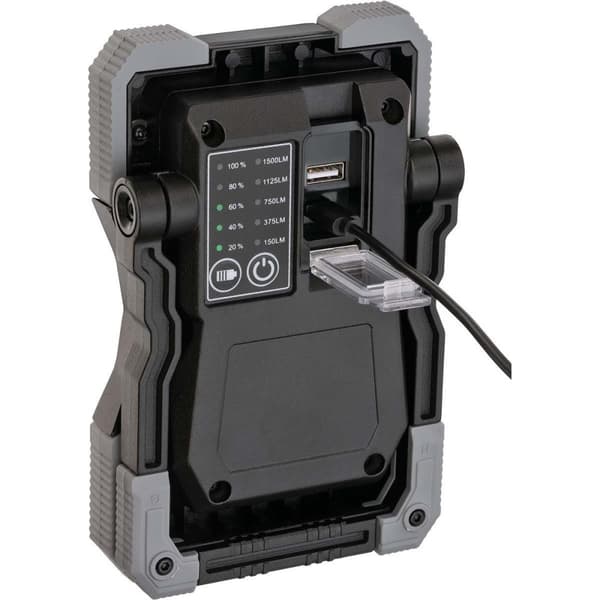 Oppladbart LED-arbeidslys RUFUS / LED-verkstedslys utendørs (1500lm, 15W, 5 moduser, Powerbank, USB-lader)