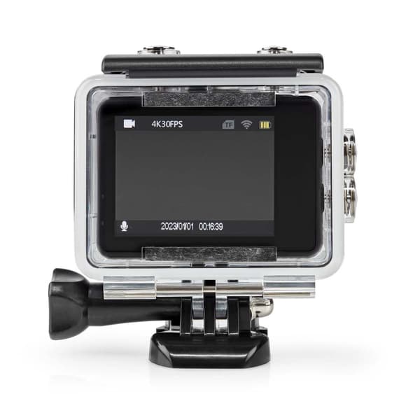 Action Cam | Dobbelt Skærm | 4K@30fps | 16 MPixel | Vandtæt op til: 30.0 m | 90 min | Wi-Fi | App tilgængelig til: Android™ / IOS | Montering inkluder