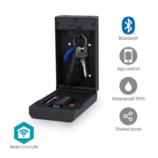 SmartLife nøgleboks | Nøgleskab | Bluetooth® | Udendørs | Nøgle lås | IPX5 | Sort