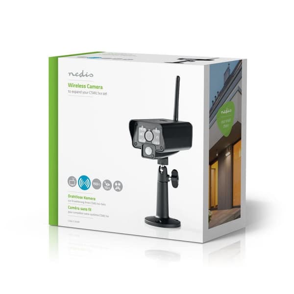Digital trådløs kamera | 2.4 GHz | VGA | Indendørs og Udendørs | Nattesyn: 5.00 m | Betragningsvinkel: 73 ° | Sort | IP54