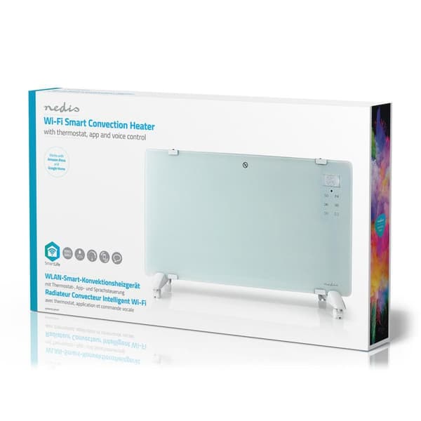 SmartLife Elradiator | Wi-Fi | Velegnet til badeværelse | Glas panel | 2000 W | 2 Varmeindstillinger | LED | 15 - 35 °C | Justerbar termostat | Hvid