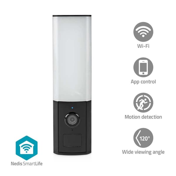 SmartLife Utomhus Kamera | Wi-Fi | Omgivande ljus | Full HD 1080p | IP65 | microSD (ingår inte) / Molnlagring (tillval) / Onvif | 100 - 240 V AC | Med Svart