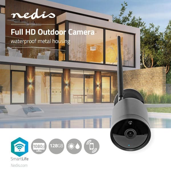 SmartLife Ulkokamera | Wi-Fi | Full HD 1080p | IP65 | MicroSD (ei sisälly) / Pilvipalvelutallennus (valinnainen) | 12 V DC | Liiketunnistimella | Yöku
