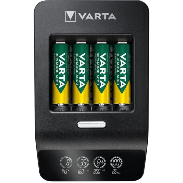 LCD Ultra Fast Charger AA/AAA inkl. 4xAA Sort