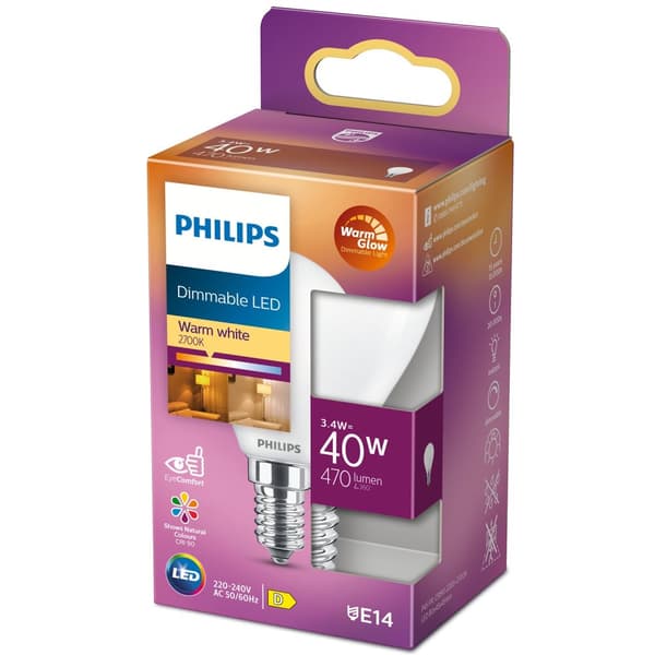 LED E14 Globe 3,4W (40W) Frost Dim WarmGl 470