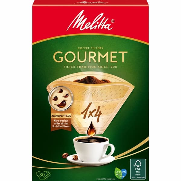 Kaffefilter Gourmet 1X4 Ubleket 80stk X8dfp