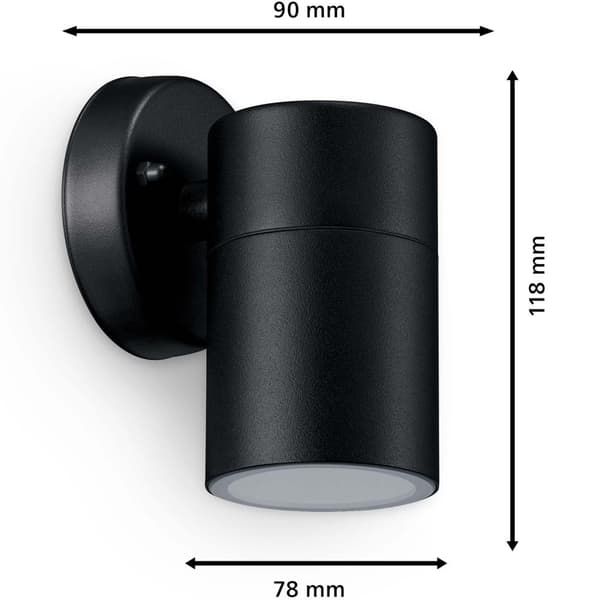 Kylis Vægarmatur Downlight (GU10 base) IP44 Rustfrit stål Sort
