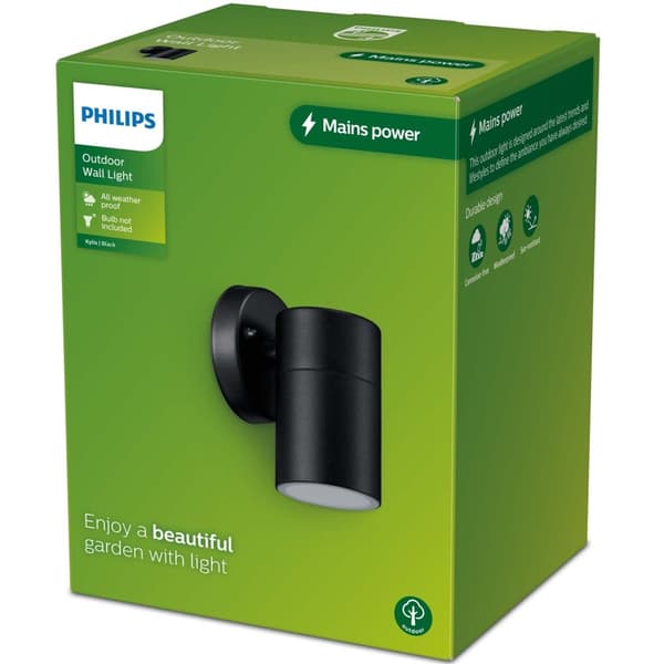 Kylis Vægarmatur Downlight (GU10 base) IP44 Rustfrit stål Sort