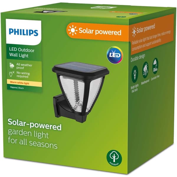 Vapora Væglampe Solar LED 200lm Sort