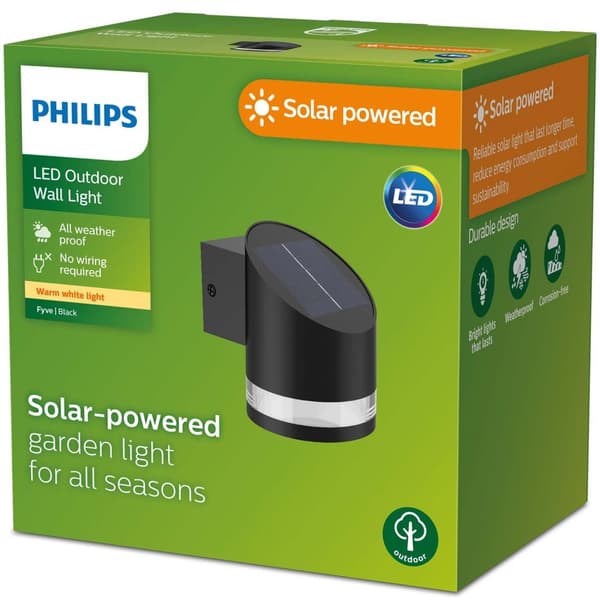 Fyve Væglampe Vinklet Solcelle Ultra Effektiv LED 200lm Sort
