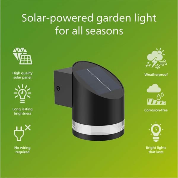 Fyve Væglampe Vinklet Solcelle Ultra Effektiv LED 200lm Sort