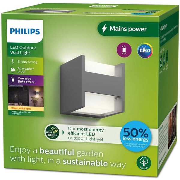 Arbor Væglampe Ultra Effektiv LED 2x3,8W 800lm Antracit
