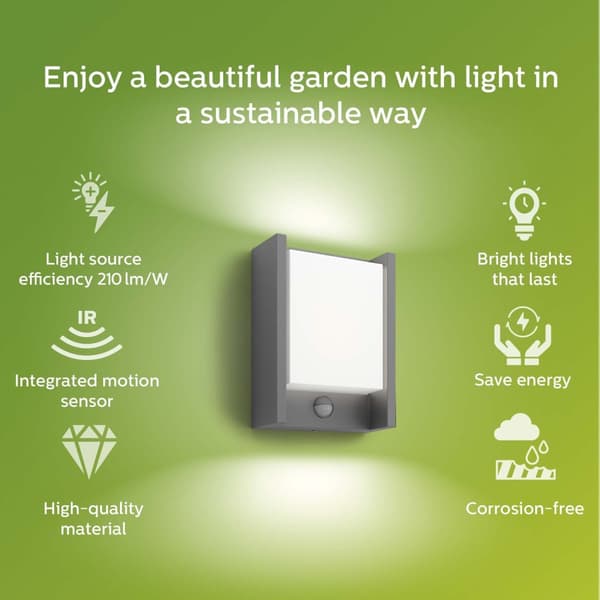 Arbor Væglampe Sensor Ultra Effektiv LED 3,8W 800lm Antracit