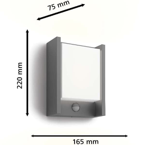 Arbor Væglampe Sensor Ultra Effektiv LED 3,8W 800lm Antracit