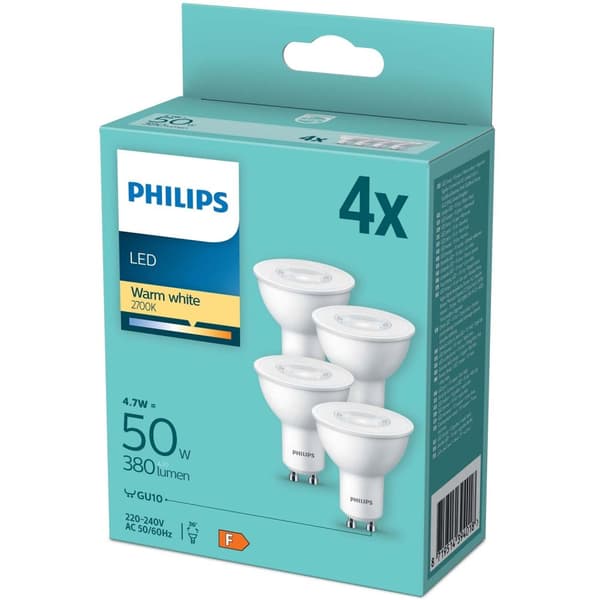 4-pak LED GU10 4,6W (50W) 380lm