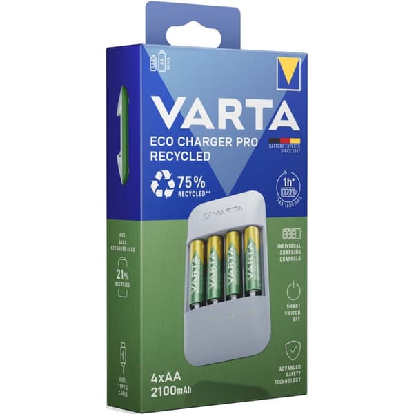 Eco Charger Pro Resirkulert inkl. 4x AA 2100 mAh