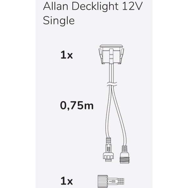 Allan Decklight 1-pakning 12V 3000K 10lm IP67