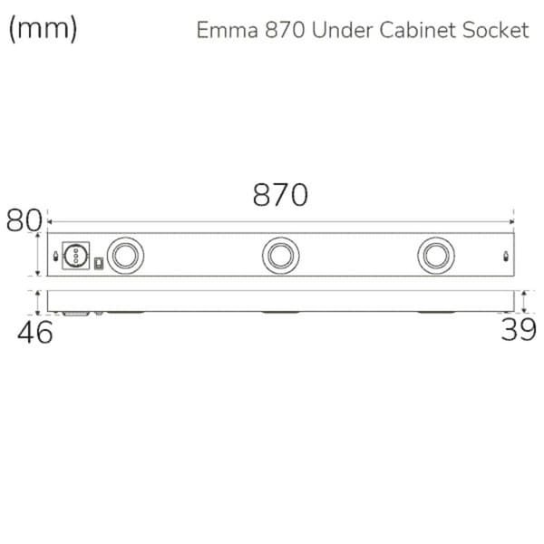 Emma 870 Køkkenbænk belysning 2xspot + udtag 3000K 650lm 870cm
