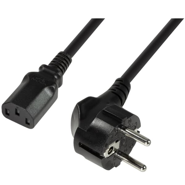 Laitekaapeli CEE 7/7 90° - C13 Straight Black 1,8m