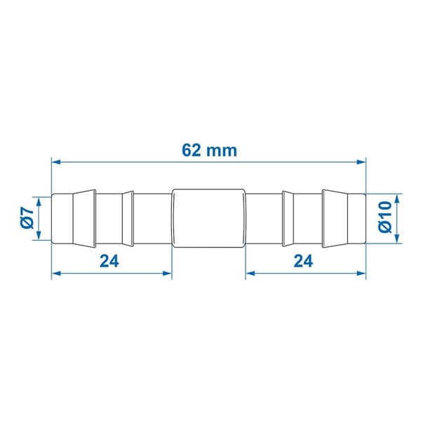 Vannslangekobling rett 10mm 2 stk i blister