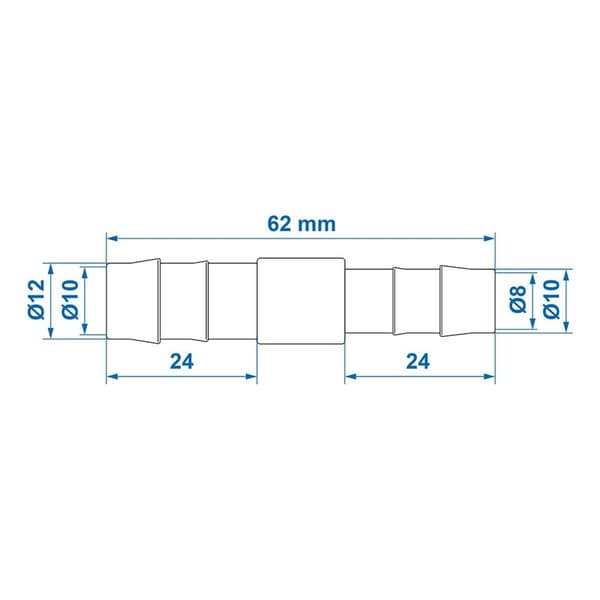 Vattenslangsreducerare rak 12x10mm 2 stycken i blister
