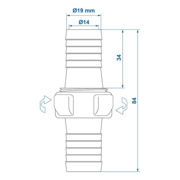 Vandslange fitting 19mm i blister