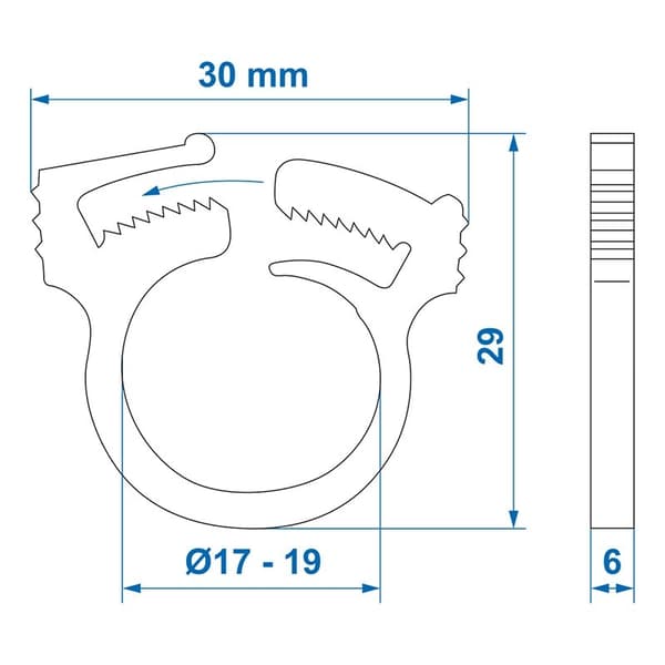 Vannslangeklemme 17-19mm 3 stk i blisterpakning
