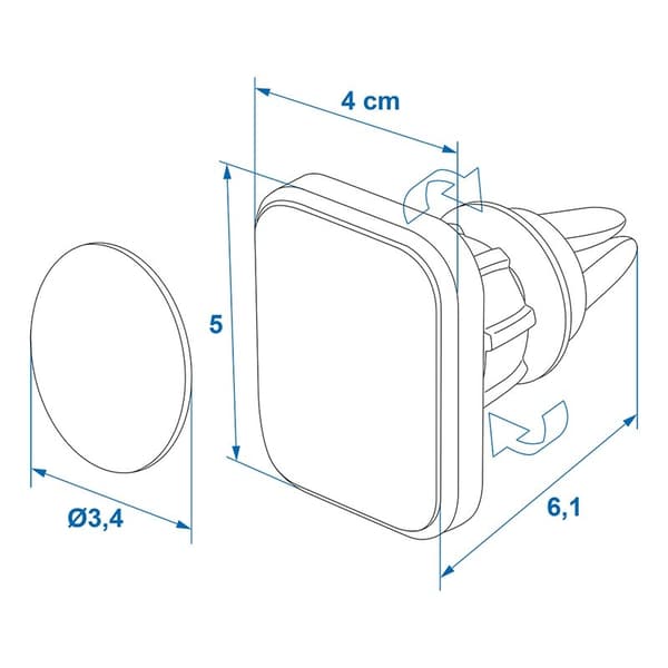 Universal smarttelefonholder med magnet for ventilasjonsgitter